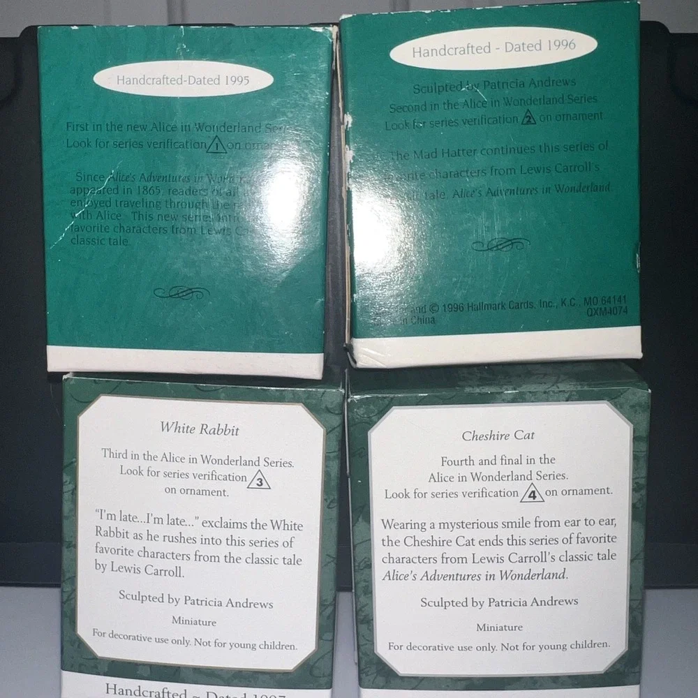 Hallmark Keepsake Mini Ornaments‎ Alice in wonderland Series Complete Set Bell